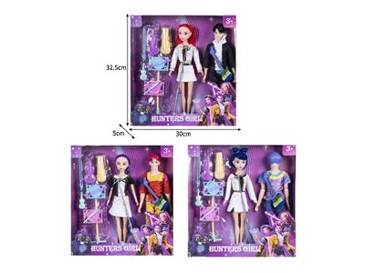 11.5寸实身11关节K-POP猎魔男团猎魔女团娃娃2只装带配件 - OBL10464563