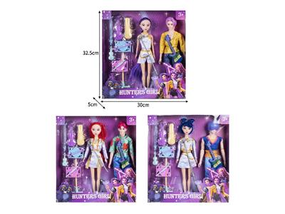 11.5寸实身11关节K-POP猎魔男团猎魔女团娃娃2只装带配件 - OBL10464565