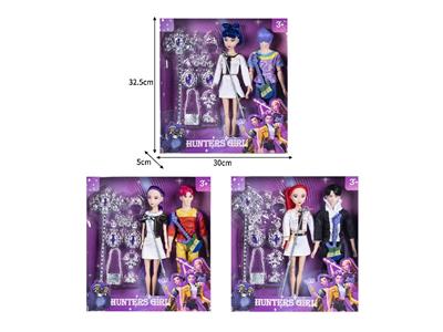 11.5寸实身11关节K-POP猎魔男团猎魔女团娃娃2只装带配件 - OBL10464573