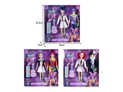 11.5寸实身11关节K-POP猎魔男团猎魔女团娃娃2只装带配件 - OBL10464578