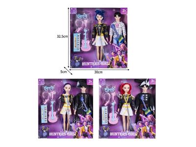 11.5寸实身11关节K-POP猎魔男团猎魔女团娃娃2只装带配件 - OBL10464579