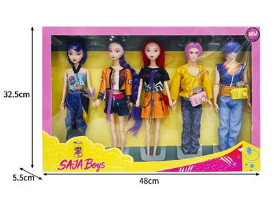 11.5寸实身11关节K-POP猎魔男团猎魔女团娃娃5只装带配件 - OBL10464591