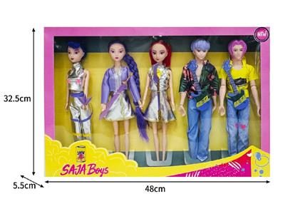 11.5寸实身11关节K-POP猎魔男团猎魔女团娃娃5只装带配件 - OBL10464595
