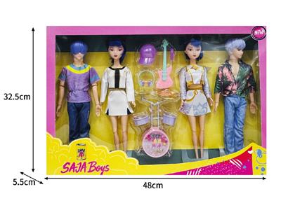 11.5寸实身11关节K-POP猎魔男团猎魔女团娃娃4只装带配件 - OBL10464597