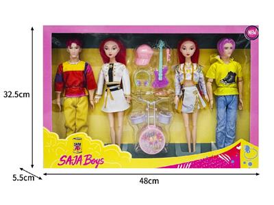 11.5寸实身11关节K-POP猎魔男团猎魔女团娃娃4只装带配件 - OBL10464600