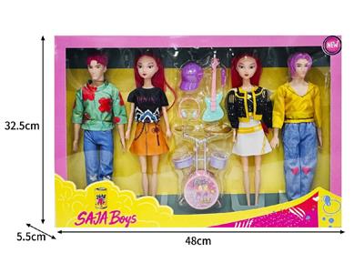 11.5寸实身11关节K-POP猎魔男团猎魔女团娃娃4只装带配件 - OBL10464601