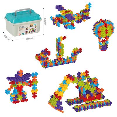 DIY双十字积木-约260PCS/彩虹色/大号手提收纳盒 - OBL10465895