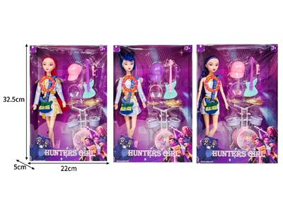 11.5寸实身11关节K-POP猎魔女团娃娃带配件（带灯光音乐） - OBL10467390