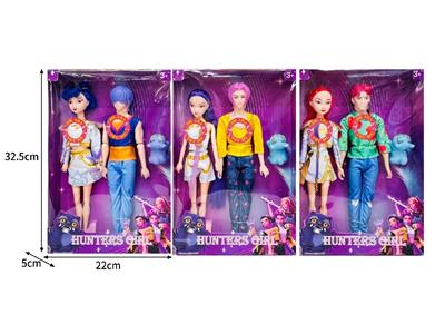 11.5寸实身11关节K-POP猎魔男团猎魔女团娃娃2只装带配件（带灯光音乐） - OBL10467395