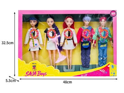 11.5寸实身11关节K-POP猎魔男团猎魔女团娃娃5只装带配件（带灯光音乐） - OBL10467654
