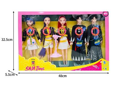 11.5寸实身11关节K-POP猎魔男团猎魔女团娃娃5只装带配件（带灯光音乐） - OBL10467655