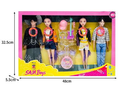 11.5寸实身11关节K-POP猎魔男团猎魔女团娃娃4只装带配件（带灯光音乐） - OBL10467666