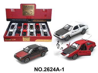 1:36回力合金车模-丰田AE86混装 带灯光音乐3色混装（12只/展示盒） - OBL10468433