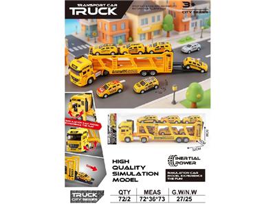 高品质仿真模型惯性车双层工程运输车
（配6只金属回力车） - OBL10470961