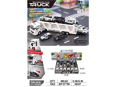 高品质仿真模型惯性车双层警车运输车
（配6只ABS滑行车） - OBL10470991