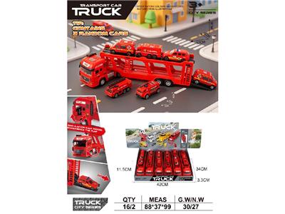 高品质仿真模型惯性车双层消防运输车
（配6只ABS滑行车） - OBL10470993