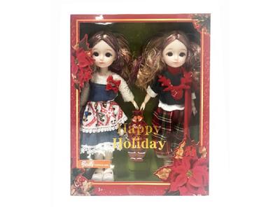12寸3D12关节实身真眼珠芭比公主圣诞系列2只装 - OBL10471520