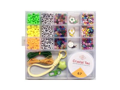 4mm米珠/6mm圆珠+字母珠+桶珠+挂件+门扣+挂绳/线（17格） - OBL10475249