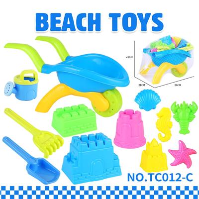 沙滩推车城堡海洋沙模沙铲工具12PCS - OBL10477539