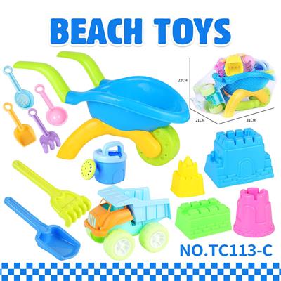 沙滩推车城堡恐龙化石沙模沙铲工具13PCS - OBL10477540