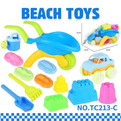 沙滩推车城堡恐龙化石沙模沙铲工具13PCS - OBL10477541