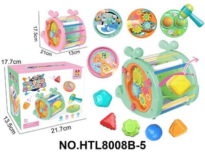 益智婴幼儿童早教玩具 鲸鱼塞塞乐满配款+4面板
（带1块锤锤乐面板+1块动物转盘面板+1块旋转齿轮面板+1块拨拨乐面板）
（功能面板采用UV印） - OBL10479630