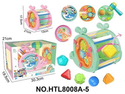 益智婴幼儿童早教玩具鲸鱼塞塞乐满配款+4面板
（带1块锤锤乐面板+1块动物转盘面板+1块旋转齿轮面板+1块拨拨乐面板）
（功能面板采用UV印） - OBL10479701