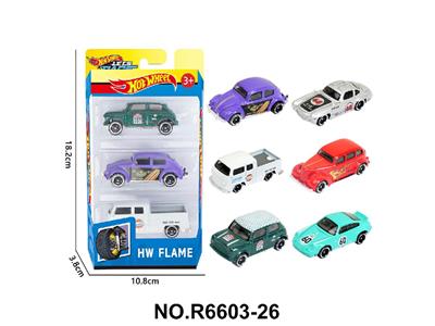 6款1:64风火轮复古老爷车，皮卡合金车3只装 - OBL10479992