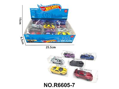 6款1:64风火轮合金车赛车跑车24只装展示盒 - OBL10480003