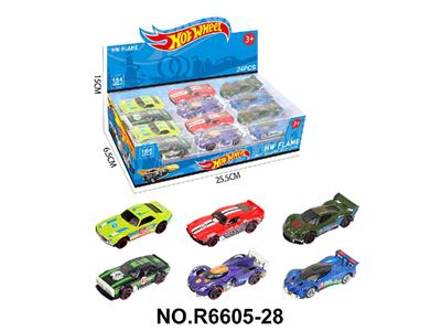 6款1:64风火轮赛车，跑车合金车24只装展示盒 - OBL10480019