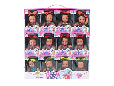 新款8寸时尚搪胶肥童娃娃女孩带蝴蝶在3款混装12PCS - OBL10482404