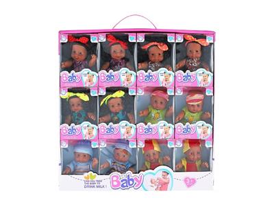 新款8寸时尚搪胶黑肤男孩女孩肥童带头巾6款混装12PCS - OBL10482406