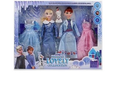 三代11.5寸实身冰雪公主双人带雪宝 带衣服 - OBL10482881