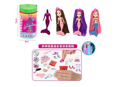 第7代5寸实身红砖石变色美人鱼凯莉主题。带皇冠发夹。梳子，镜子  3款混装 - OBL10483391