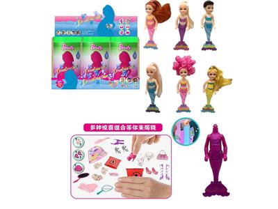 第8代7寸实身红砖石变色美人鱼凯莉主题。带皇冠发夹。梳子，镜子  3款6PC混装 - OBL10483399