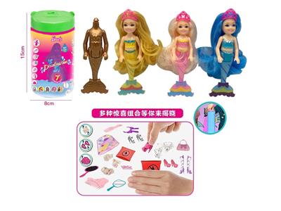 第8代7寸实身黄金变色美人鱼凯莉主题。带皇冠发夹。梳子，镜子 3款混装 - OBL10483404