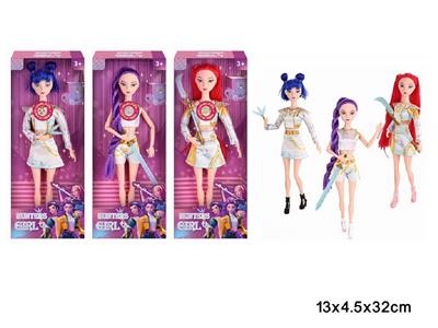 K-POP 猎魔女团动画版11.5寸12关节带灯光音乐实身摇滚芭芘带武器三人随机混装 - OBL10484561