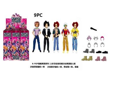 1比1 K-POP 猎魔男团真人版  11.5寸11关节实身Baby saia - ABBy  - Mystery - Jinu-Romane  猎魔乐队 5款9PC混装带话筒带项链带鞋子 - OBL10484639