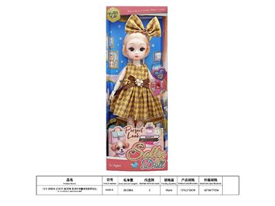 【英文】12寸21关节30厘米 实身3D真眼时尚可爱休闲戴发饰萝莉娃娃 单款 - OBL10484748