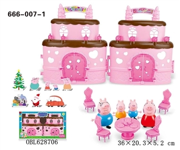 粉红猪配蛋糕别墅与家具 - OBL628706