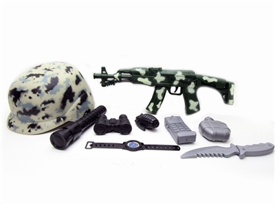 军事套灯光振动语音枪+迷彩帽 - OBL629680