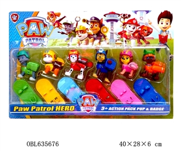 Version 3 inch ski dogs patrol 6 only six skateboards row pack 1 has functionality, can bounce off! - OBL635676