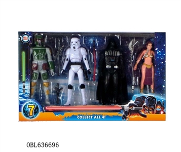 6.5 -inch four boxes of Star Wars figurines weapons, paragraph 1 (2 with lamp) movable joints - OBL636696