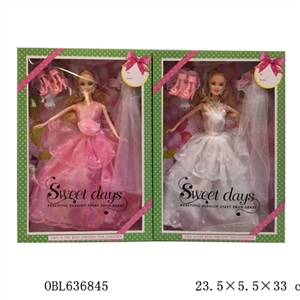 婚纱十一寸半实身时装芭比带鞋子加睫毛 - OBL636845