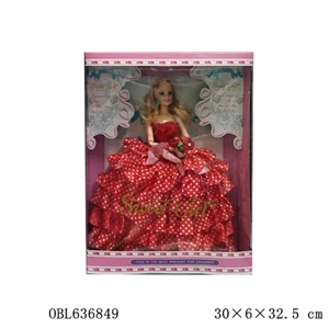 高档婚莎礼带袋加盒子十二寸关节实身芭比带束花 - OBL636849