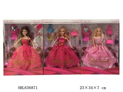 高档婚莎礼盒子十一寸半芭比实身带饰品3款混装 - OBL636871