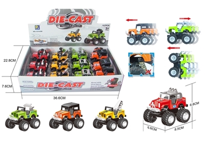 4款合金弹簧特技惯性吉普车（12只/盒） - OBL637826
