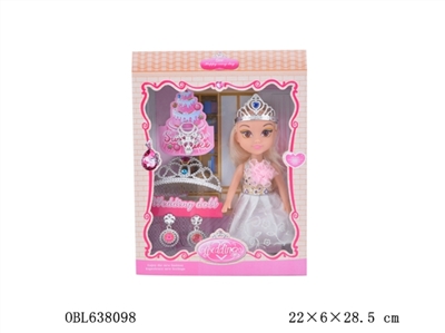 9寸小英文音乐空身肥童娃娃婚纱配皇冠项链耳环 - OBL638098
