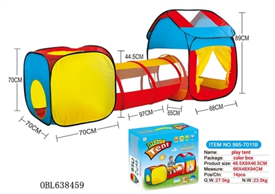 三合一儿童游戏屋合体隧道爬筒帐篷 - OBL638459
