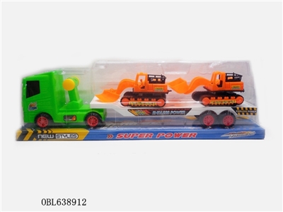 Solid color slide inertial platform trailer drag two bulldozers - OBL638912